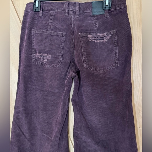 Free People Distressed Super Flare Curdoroy Pants Purple Size 28 - Picture 9 of 12